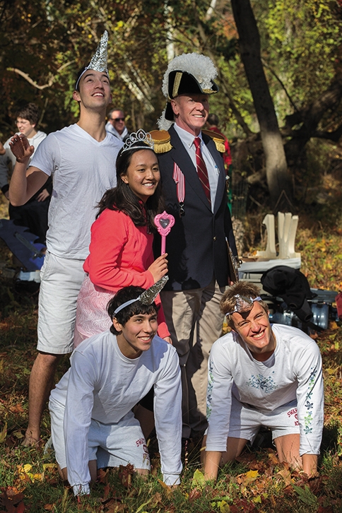 College registrar and Crum Creek Regatta commodore Martin Warner (top right) poses with some of the participants. 